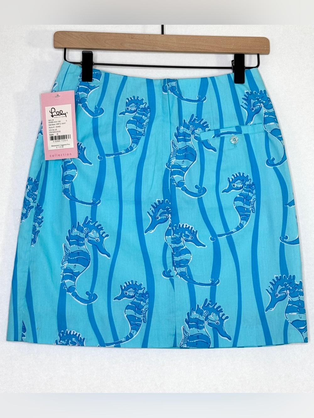 Lilly Pulitzer Skirt Vintage Seahorse White Label Promenade Aqua Blue SZ 0 - Picture 2 of 16